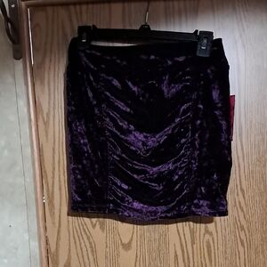 Candie's Velvet Ruched Mini Skirt - Deep Purple
